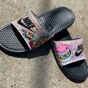 rick and morty nike slides